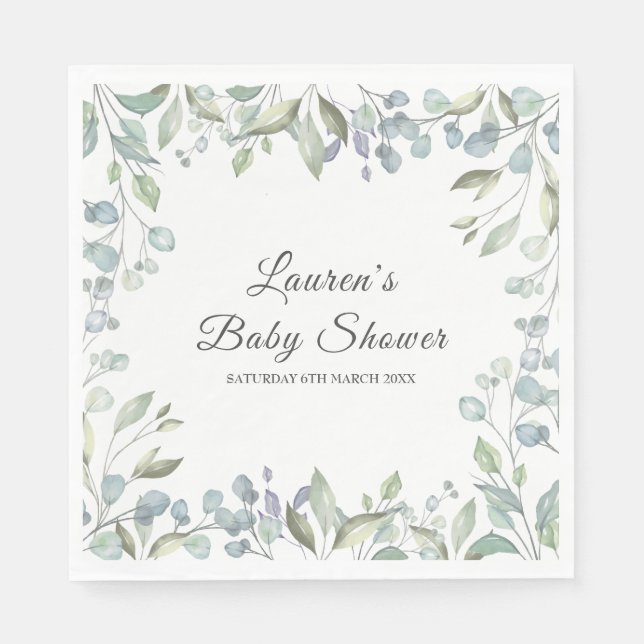 Country floral Greenery Baby Shower / Sprinkle Serviette (Vorderseite)