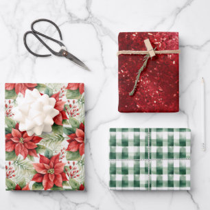 Country Floral Kariert Bauernhof Weihnachten Geschenkpapier Set