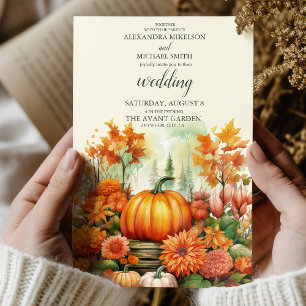 Country Floral Pumpkin Scrip Hochzeit Einladung