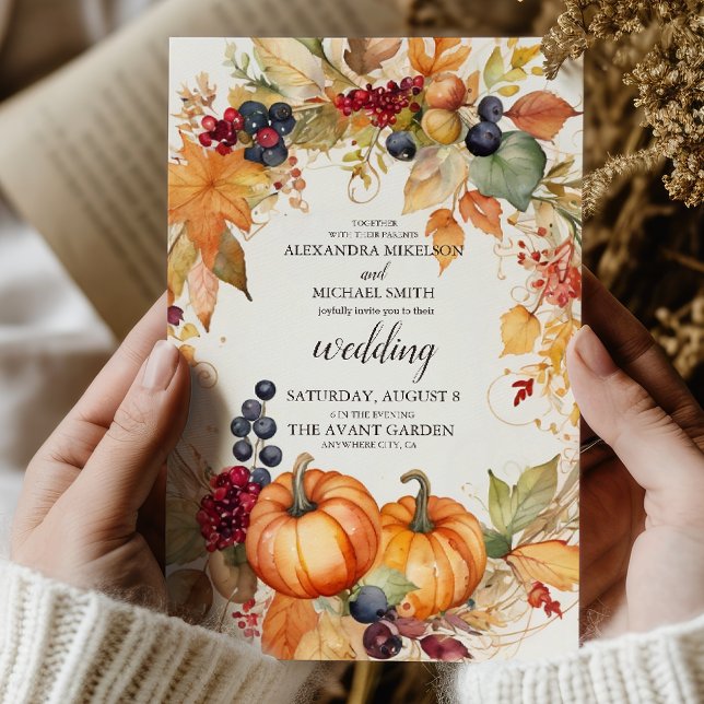 Country Floral Pumpkin Scrip Hochzeit Einladung (Von Creator hochgeladen)
