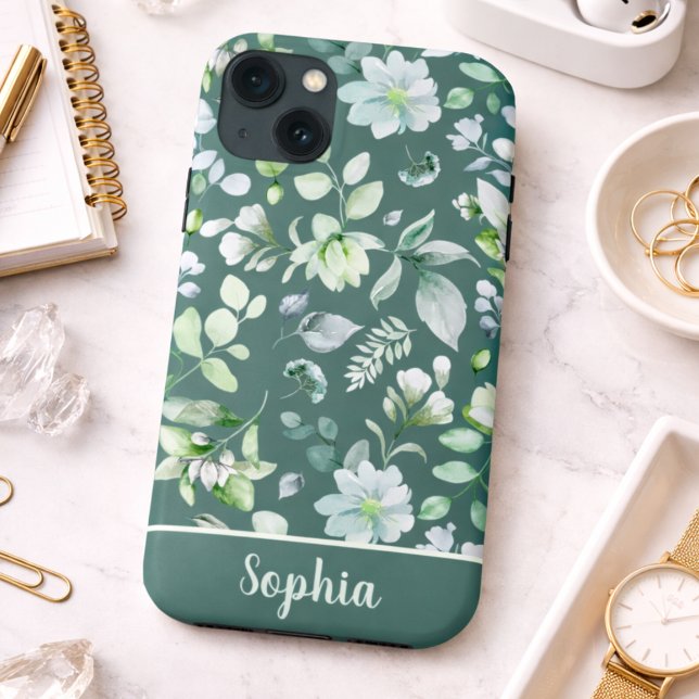 Country Floral Sage Green Signature Case-Mate iPhone Hülle (Von Creator hochgeladen)