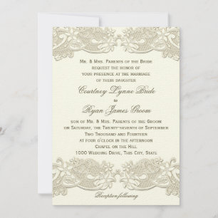 Country Floral Vintag Lace Design Hochzeit Einladung