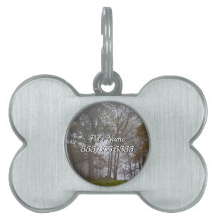 Country Foggy Fall Morning Päpstchen Name Tag Tiermarke
