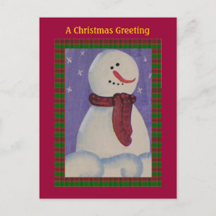 Country Folk Snowman Holiday Feiertagspostkarte