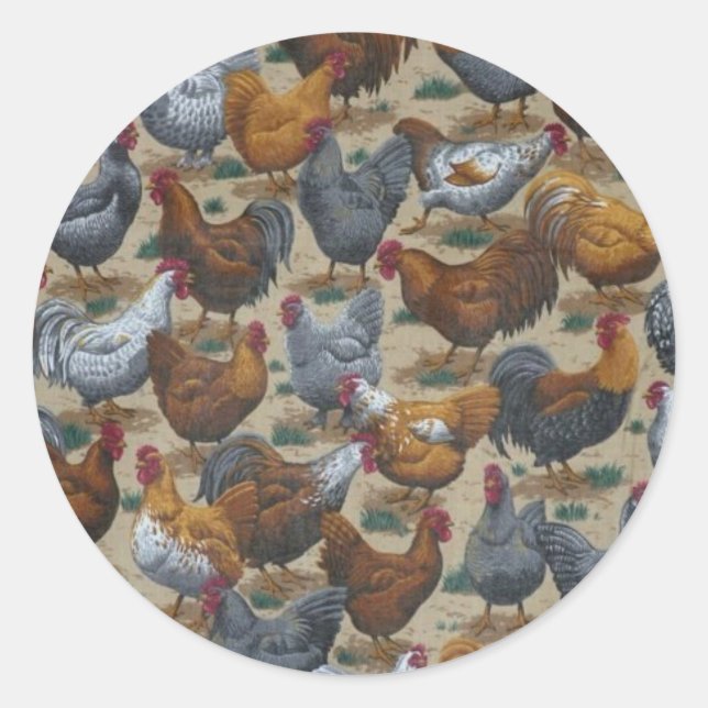 Country Fond Roosters & Hens Stickers (Vorderseite)