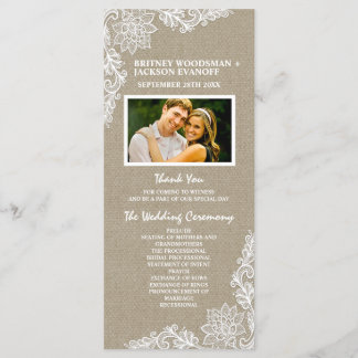 Country Foto Burlap- und Hochzeitsprogramme Programm