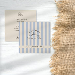 Country French Blue Striping Bakery Logo gestriche Quadratische Visitenkarte