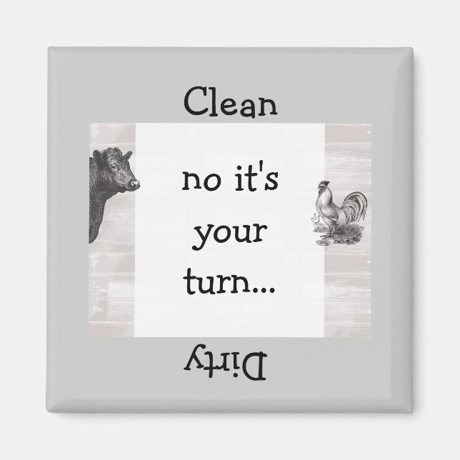 Country Fun Cow Rooster Geschirrspülmaschine Magne Magnet (Vorne)