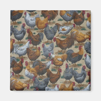 Country Fun Roosters & Hens Kühlschrankmagnet Magnet