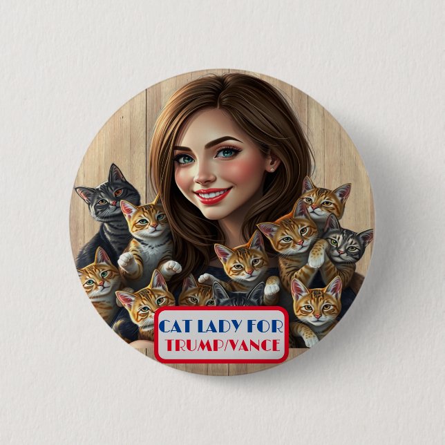 Country Gals Cat Lady für Trump/Vance Button (Vorderseite)