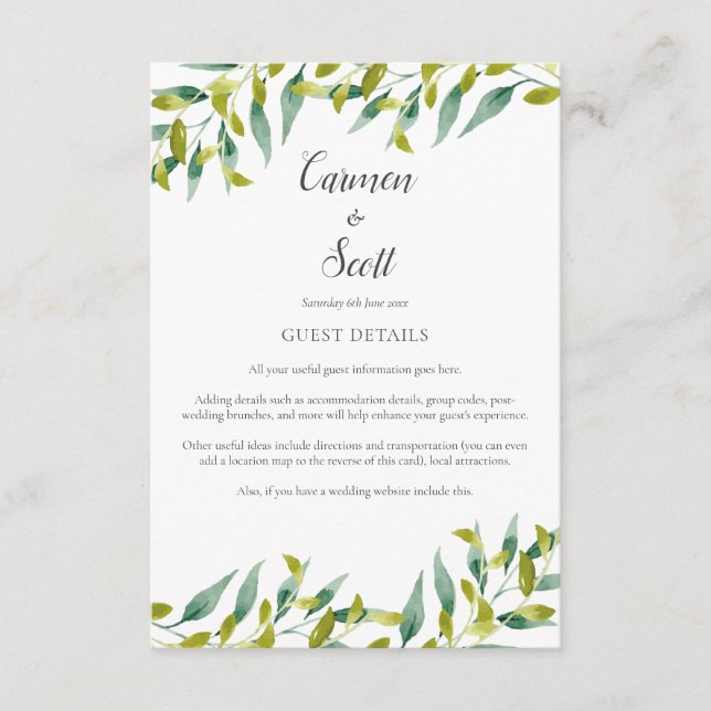 Country Garden Green Informationen Begleitkarte (Vorderseite)