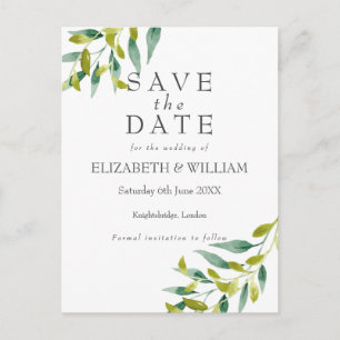 Country Garden Greenery Save the Date Postkarte