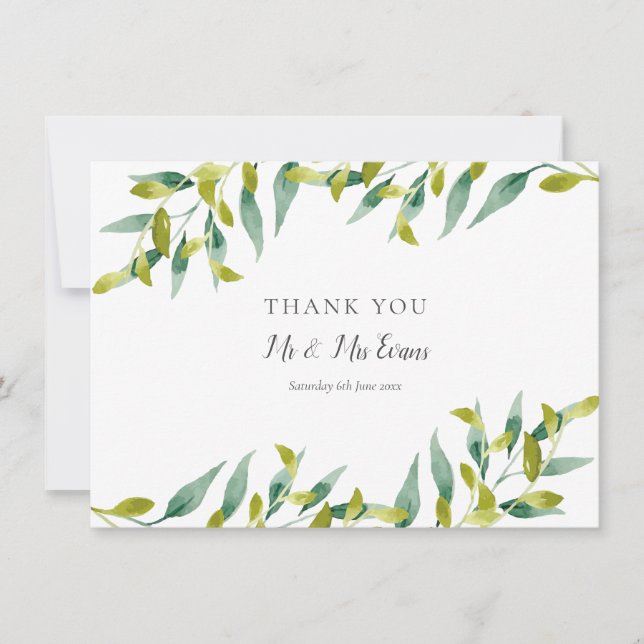 Country Garden Greenery Wedding Thank You Dankeskarte (Vorderseite)