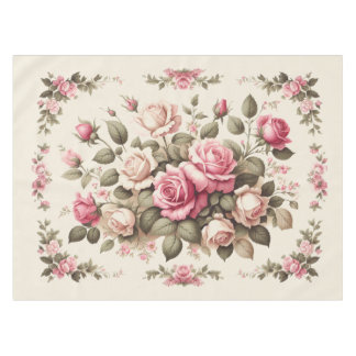 Country Garden Roses auf Creme Hintergrund Tischdecke