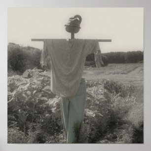 Country Garden Scarecrow Vintag teilweise Farbe Poster