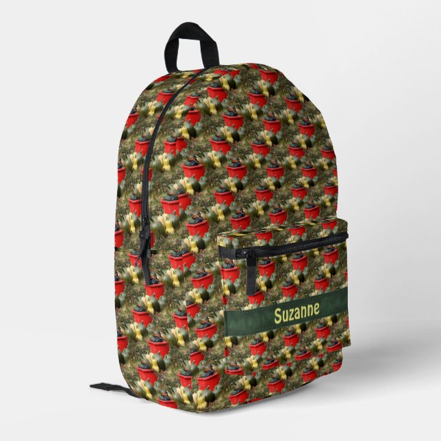 Country Garden Squash Muster Personalisiert Bedruckter Rucksack (Rückseitige Ecke links)