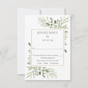 Country Garden Watercolor Greenerity Wedding RSVP