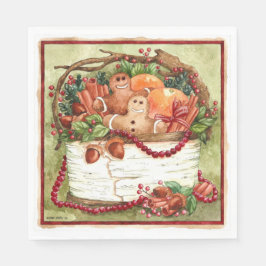 Country Gingerbrett Basket Napkin Serviette