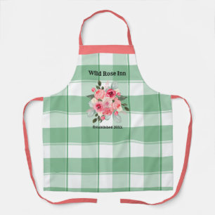 Country Gingham Wild Rose B & B Custom Farmhouse Schürze