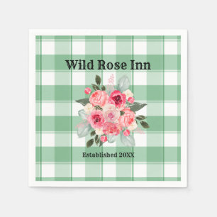 Country Gingham Wild Rose B & B Custom Farmhouse Serviette