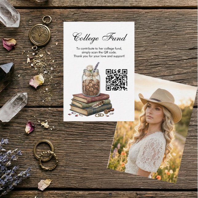 Country Girl Graduation College Fund QR Code  Begleitkarte (Cowgirl College Fund Enclosure Card)