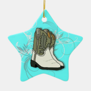 Country Girl Rodeo Cowgirl Stiefel Keramikornament