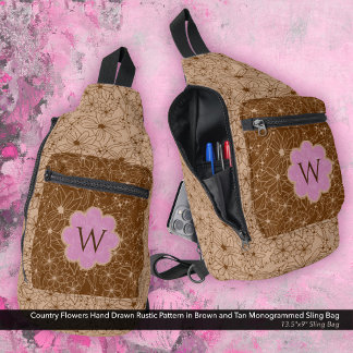 Country Girl Rustikales Blumenmuster Pink Brown Crossbody Bag