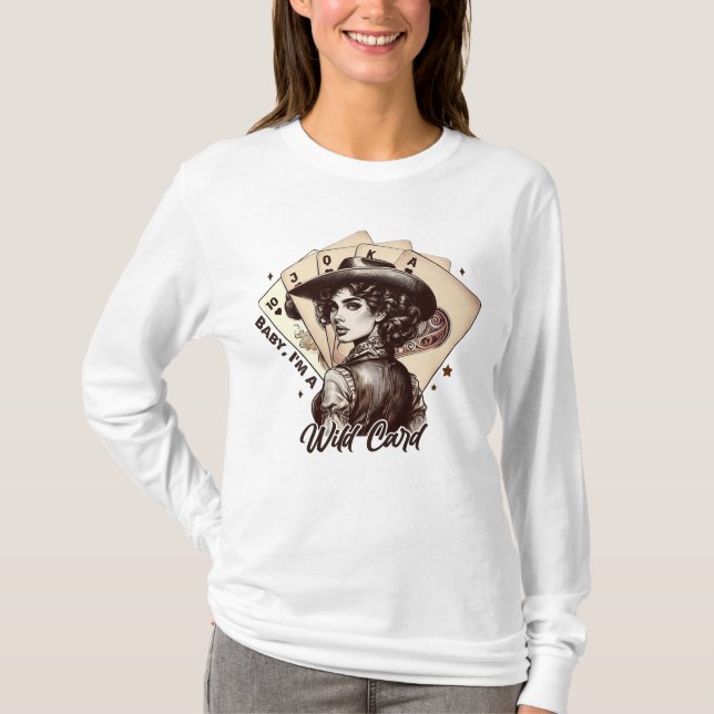 Country glam Wild Card Cowgirl Spielkarten T-Shirt (Vorderseite)