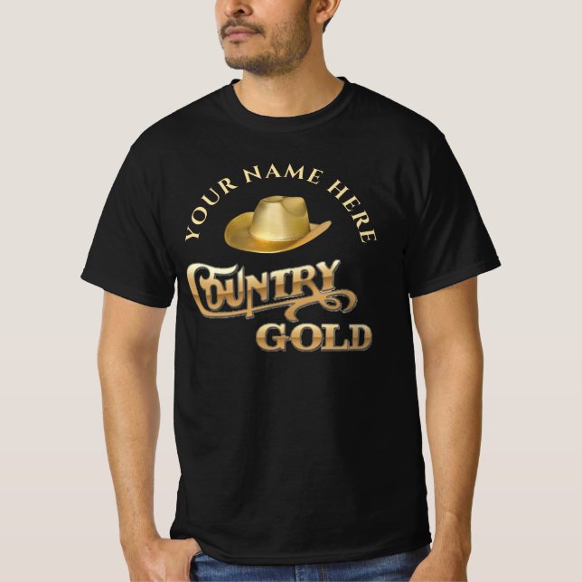 Country Gold Personalisierter Western Style Gesche T-Shirt (Vorderseite)