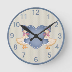 Country Goose Wall Clock Runde Wanduhr