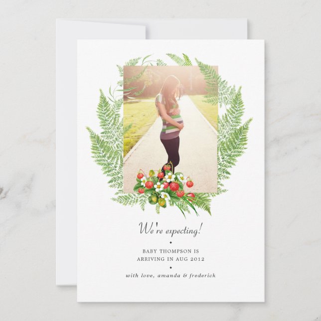 Country Greenery Foto Pregnancy Ankündigung (Vorderseite)