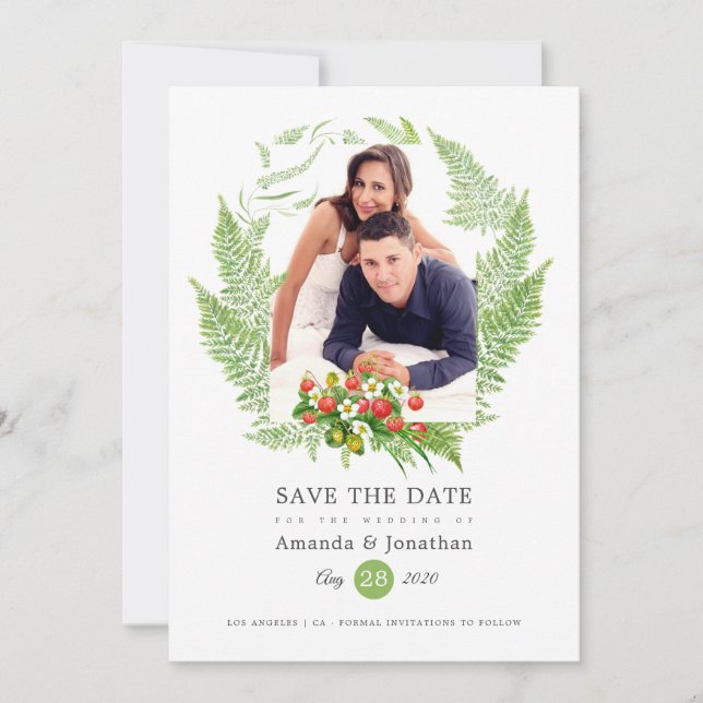 Country Greenery Foto Wedding Save The Date (Vorderseite)
