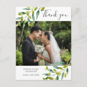 Country Greenery Wedding Foto Vielen Dank Postkarte
