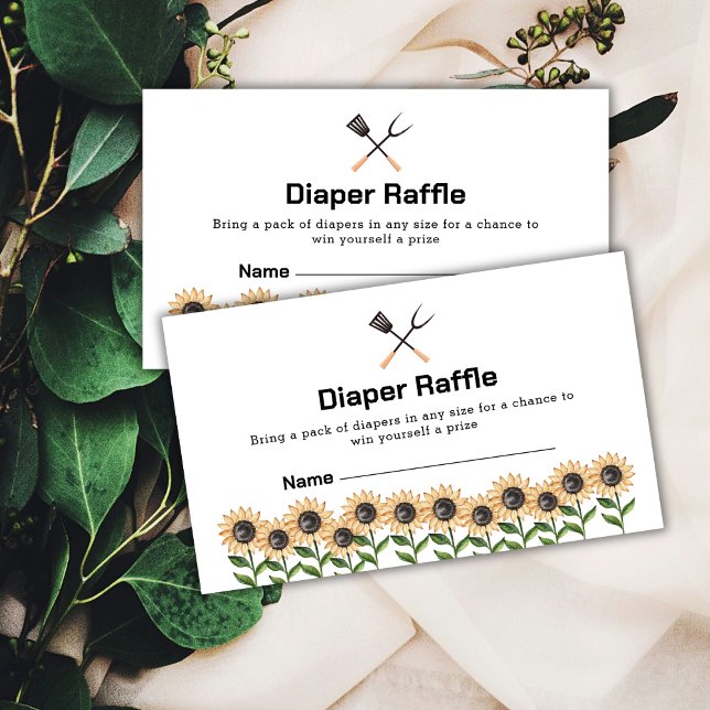 Country GRILLEN Sunflower Diaper Raffle Baby Dusch Begleitkarte (Country BBQ Sunflower Diaper Raffle Baby Shower Enclosure Card)
