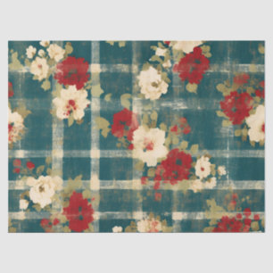 Country Grunge bedrückte Karierte Blumendekoupage Seidenpapier