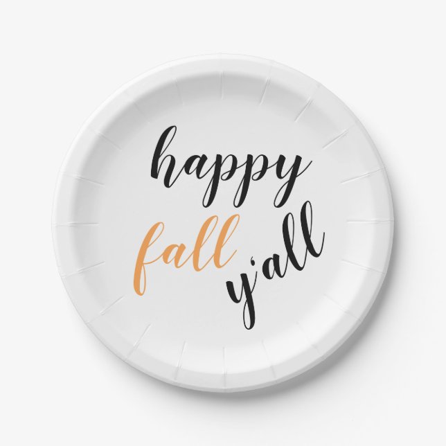 Country Happy Fall Y'all Festive Trendy Zitat Pappteller (Vorderseite)
