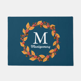 Country Harvest Wreath Blätter & Red Berries Fußmatte