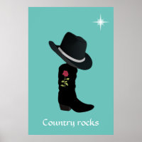 Country Hat und Boot auf Aquamarin