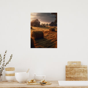 Country Hay Bail Ag Farm Thema Poster