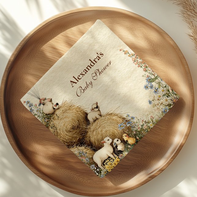 Country Hay Bale Farm Animals Baby Dusche Serviette (Von Creator hochgeladen)