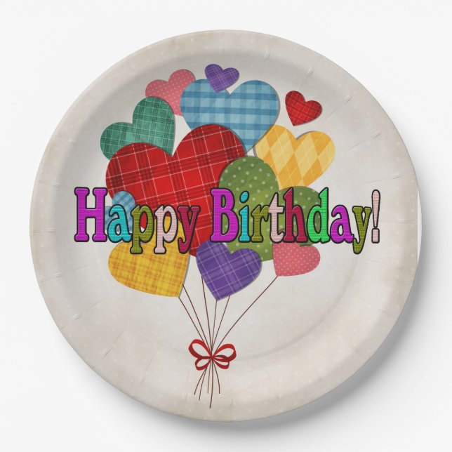 Country Heart Balloons Pappteller (Vorderseite)