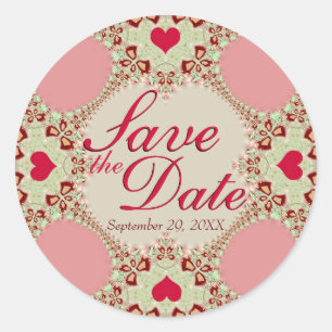 Country Heart Lace Save the Date Runder Aufkleber