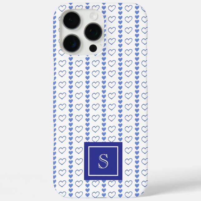 Country Heart Stripes Muster Monogramm Case-Mate iPhone Hülle (Rückseite)