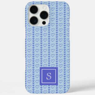 Country Heart Stripes Muster Monogramm iPhone 16 Pro Max Hülle