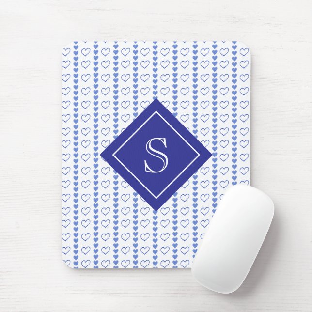 Country Heart Stripes Muster Monogramm Mousepad (Mit Mouse)