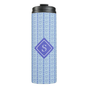 Country Heart Stripes Muster Monogramm Thermosbecher