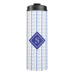 Country Heart Stripes Muster Monogramm Thermosbecher