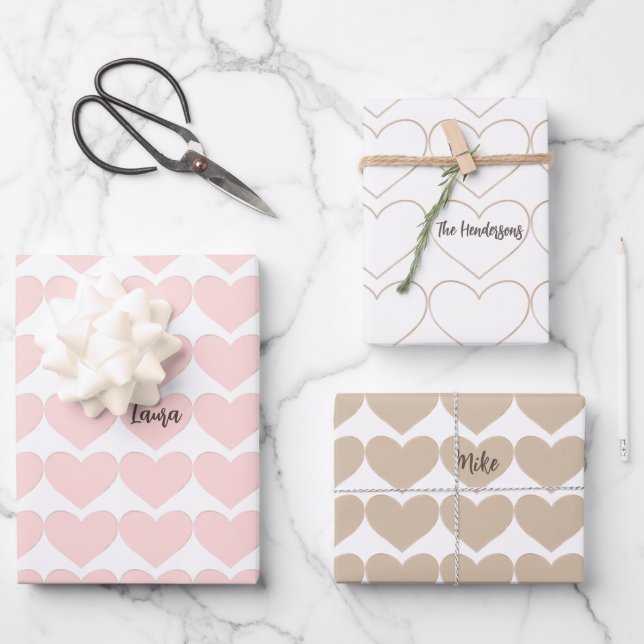 Country Hearts Personalisiert Geschenkpapier Set (Vorderseite)