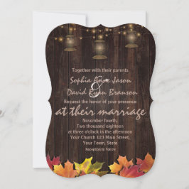 Country Herbstlaubs Old Lanterns Wood Wedding Einladung