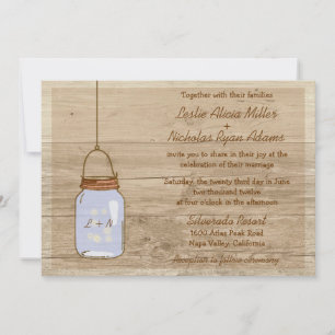 Country-Holz Rustikale Mason Jar Hochzeit Einladun Einladung